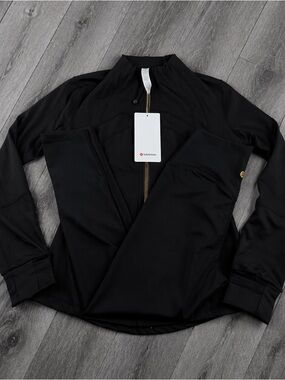 Lululemon Matching Set Black Gold Zip Jacket + Pants NWT Size 6